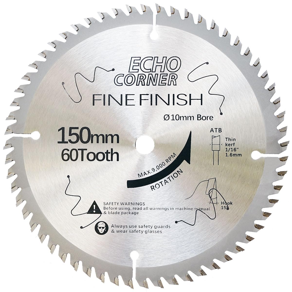 Echo Corner 150mm Circular Saw Blade | 60T Fine Finish for Wood & MDF