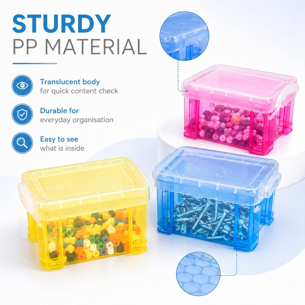 Mnixy 6 Pack Mini Plastic Storage Containers with Lids, Stackable, Clear PP - image 3