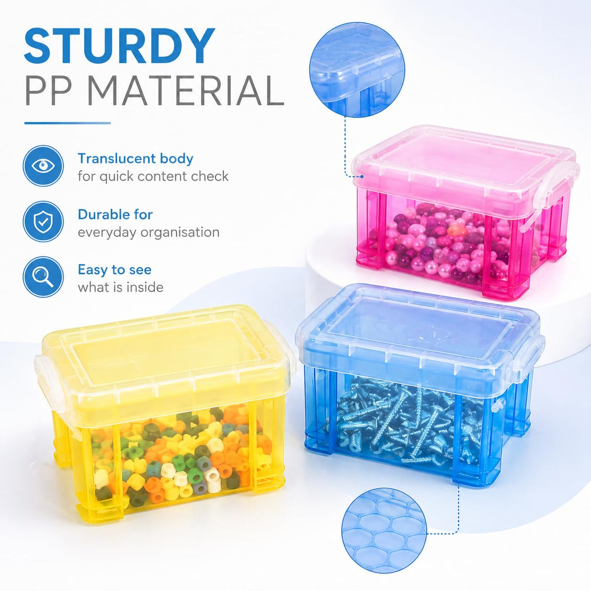 Mnixy 6 Pack Mini Plastic Storage Containers with Lids, Stackable, Clear PP - image 3