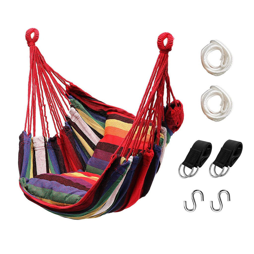 Hommtina Hammock Chair – Boho Cotton Hanging Rope Swing, 300 Lbs Capacity