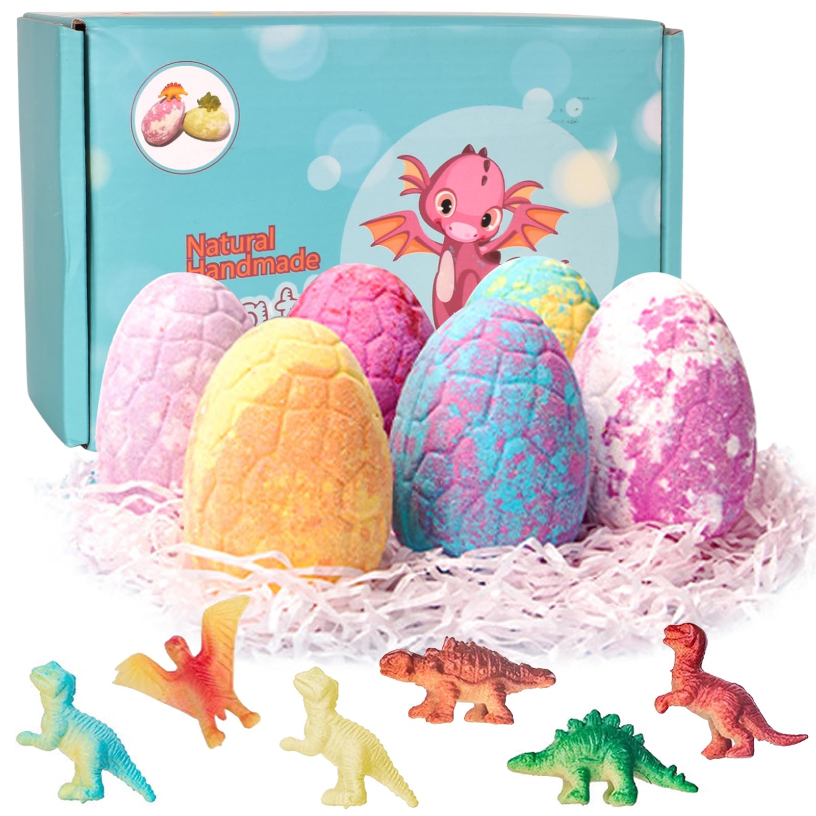 Dinosaur Bath Bombs for Kids – 6-Pack Natural Bubble Bath Set