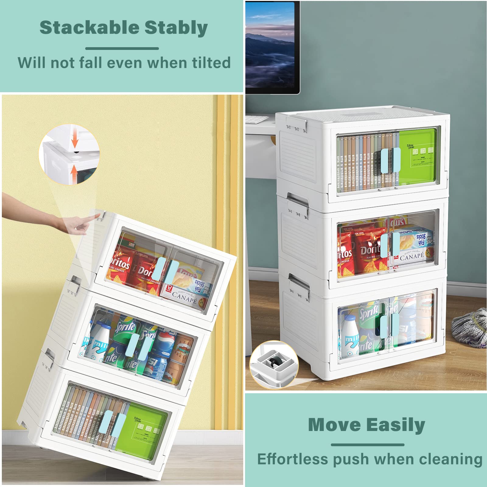 BTGGG 3-Pack Stackable Storage Boxes | 150L Foldable Plastic Bins