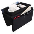Ejoyous Sofa Armrest Organizer, 4 Pockets Couch Bag for TV Remote Control, Oxford Cloth Armchair Storage with Cup Holder Tray Black