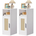 IBUYKE Rattan Bedside Table Set of 2 | Slim Narrow Nightstand, White