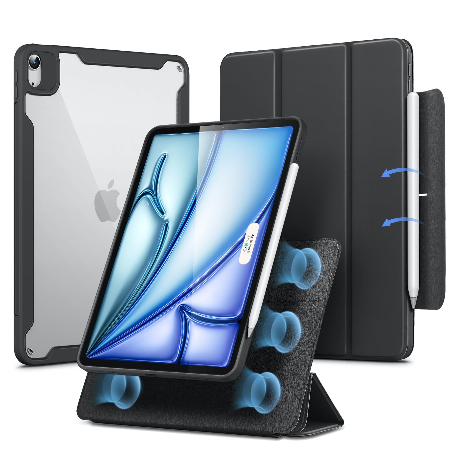 ESR Hybrid Case for iPad Air 11 M3/M2 & 10.9 - Magnetic Cover, Black
