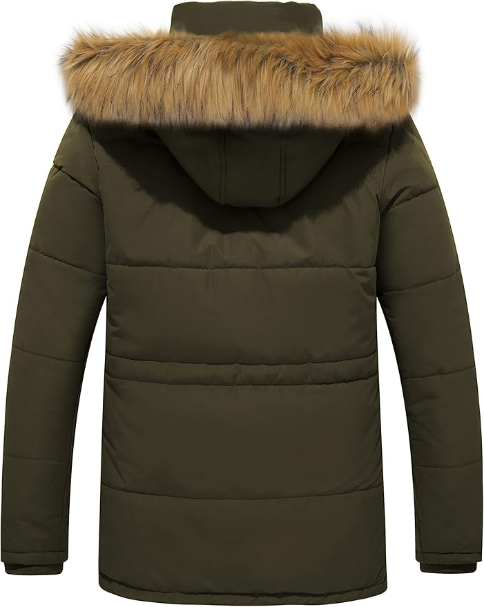 WenVen Men's Fleece Lined Winter Parka | Waterproof Windbreaker Jacket