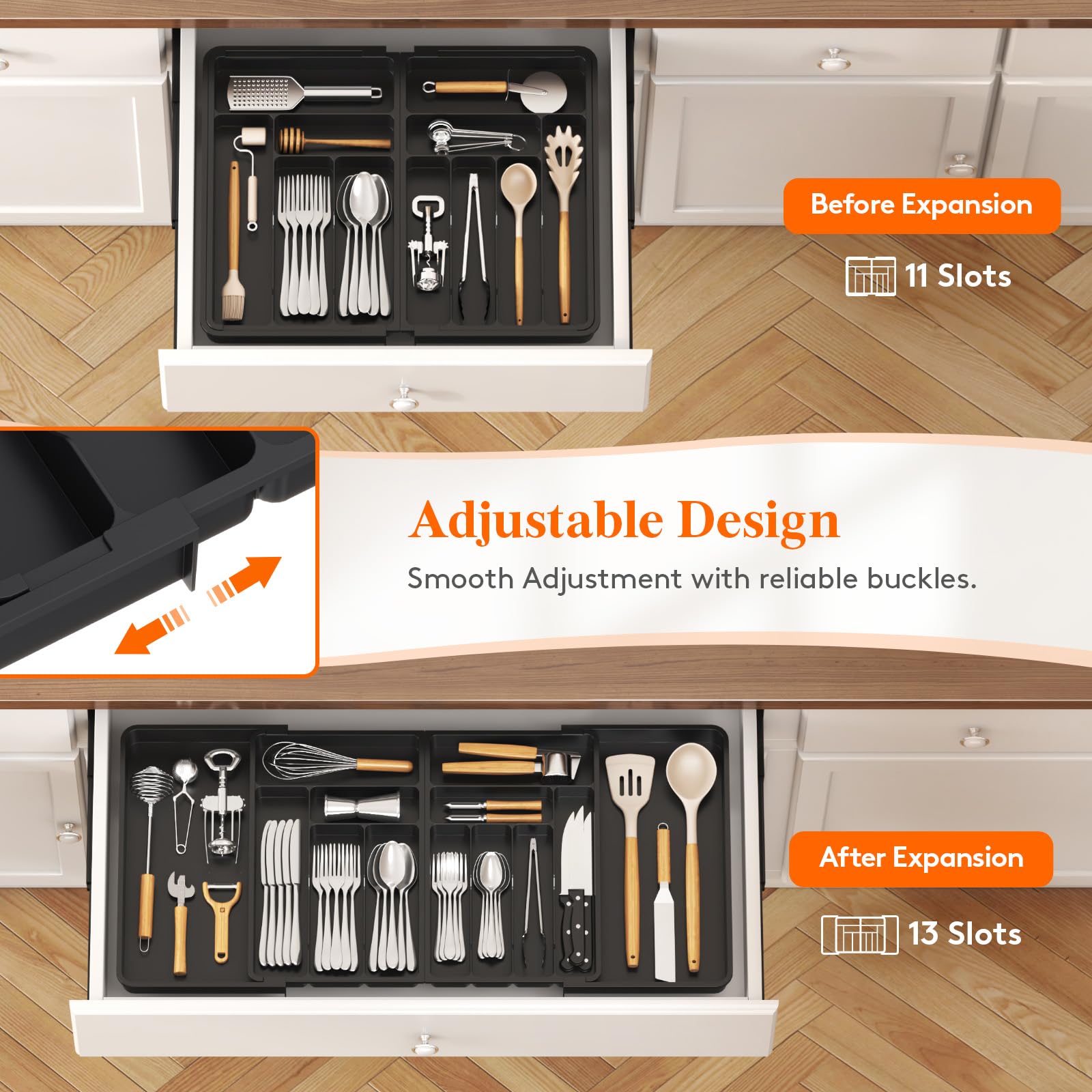 Lifewit Extra Large Cutlery Drawer Organiser | Expandable Utensil Tray