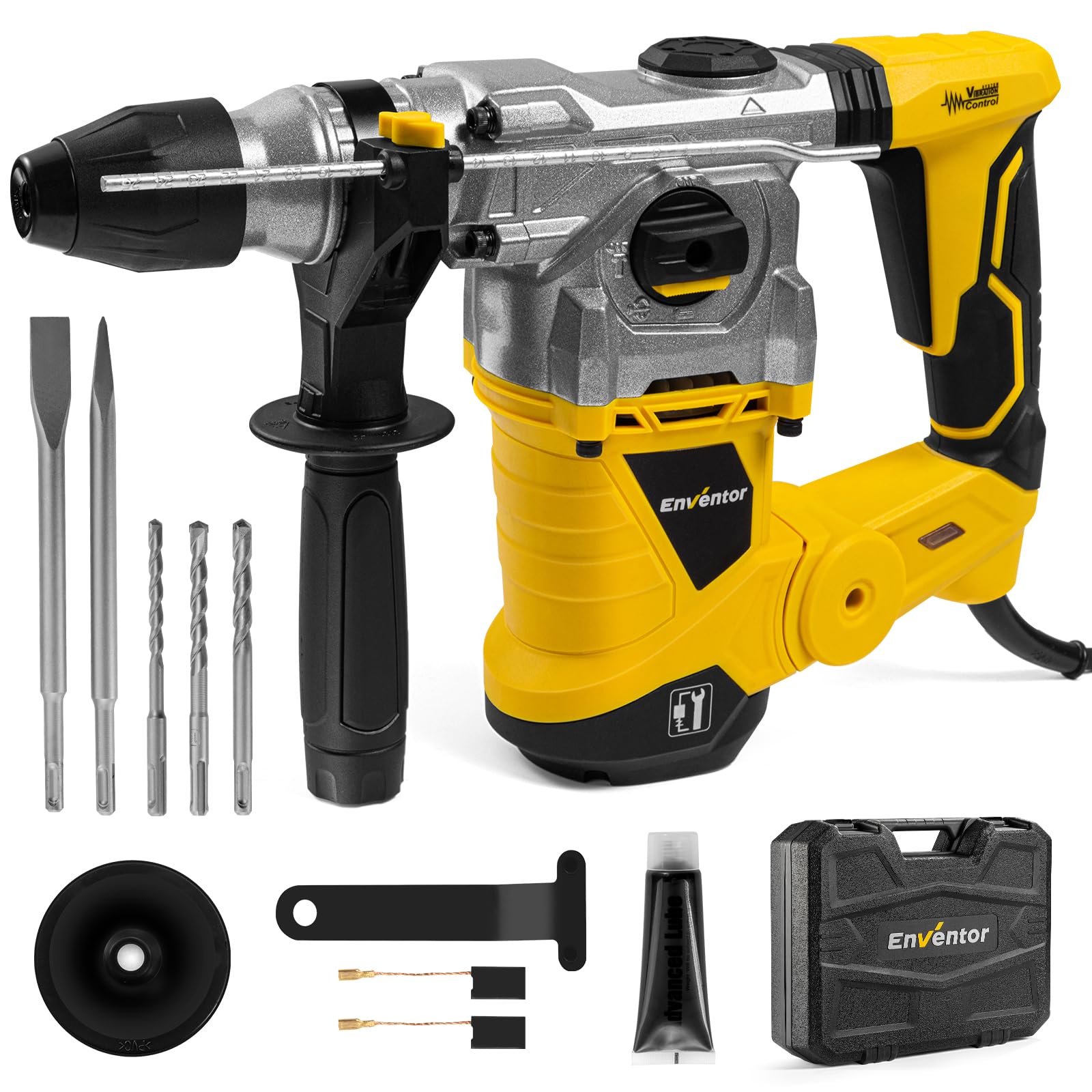 Enventor 1500W Rotary Hammer Drill – Heavy Duty SDS-Plus Electric Tool