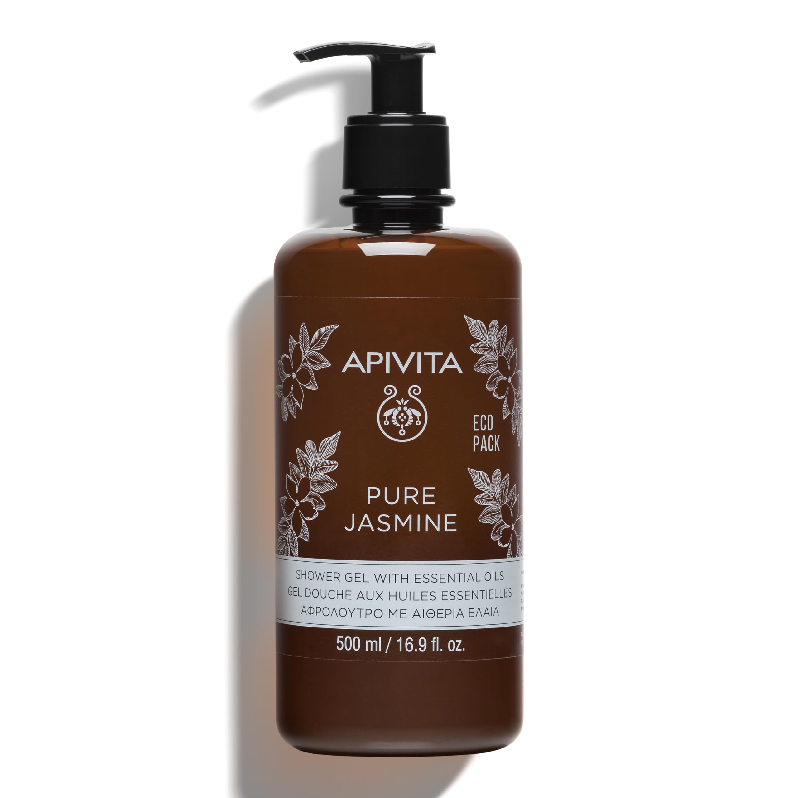 Apivita Pure Jasmine Shower Gel – Hydrating Body Wash with Propolis, 500ml