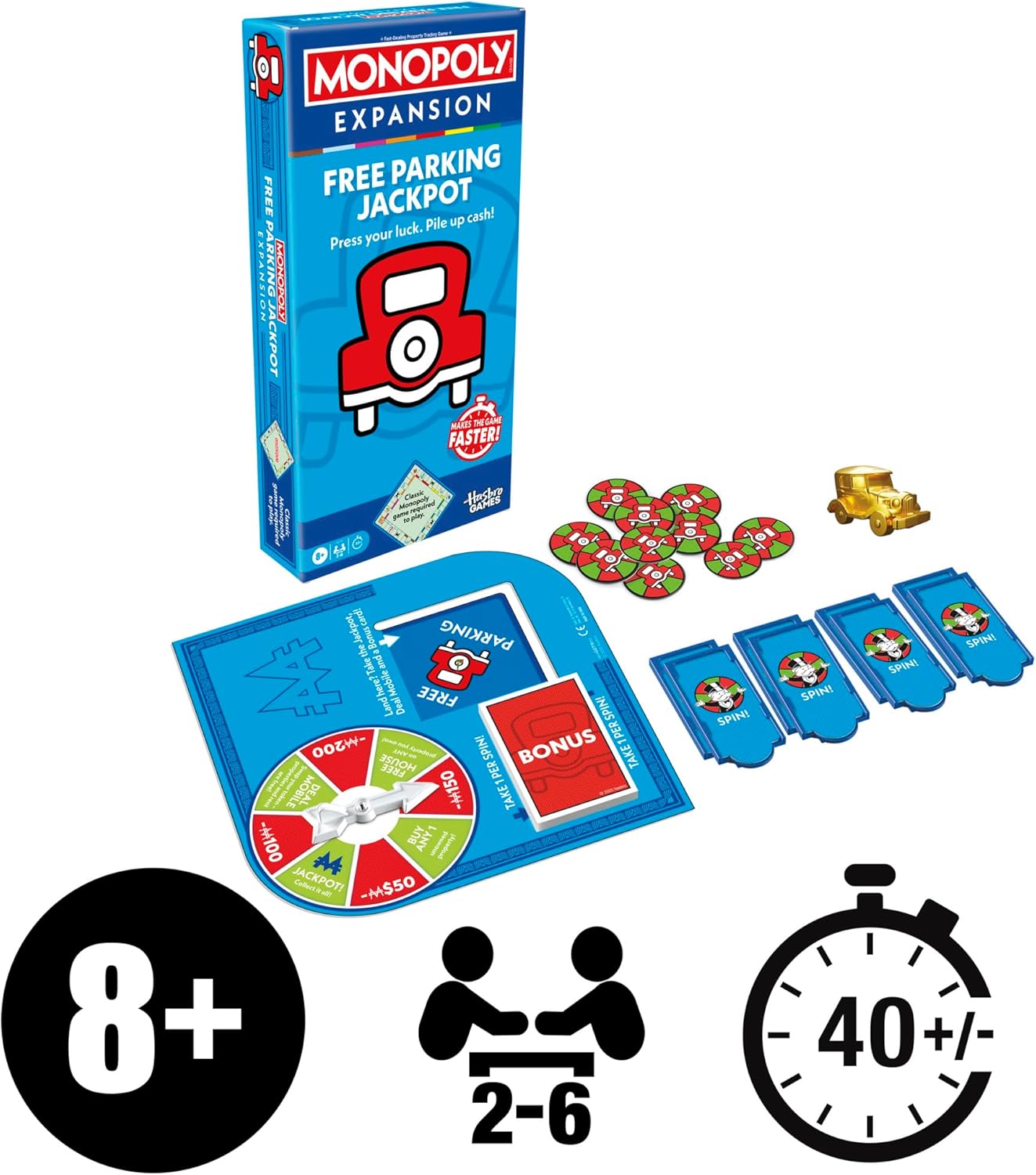 Snaps Monopoly Classic Board Game – Family Strategy Game with 8 Tokens