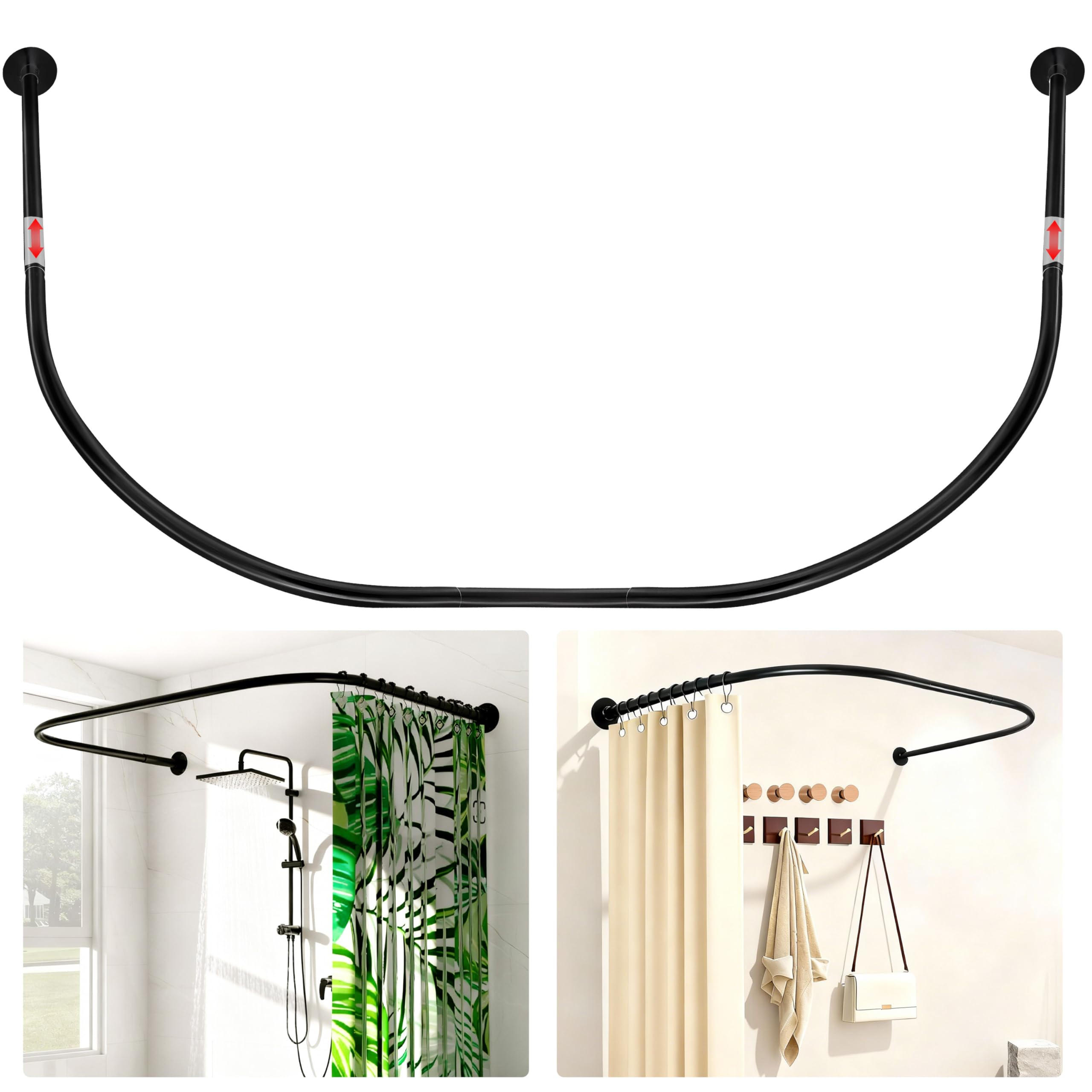 ZAIONE U-Shaped Shower Curtain Rail | Adjustable Rustproof Stainless Steel