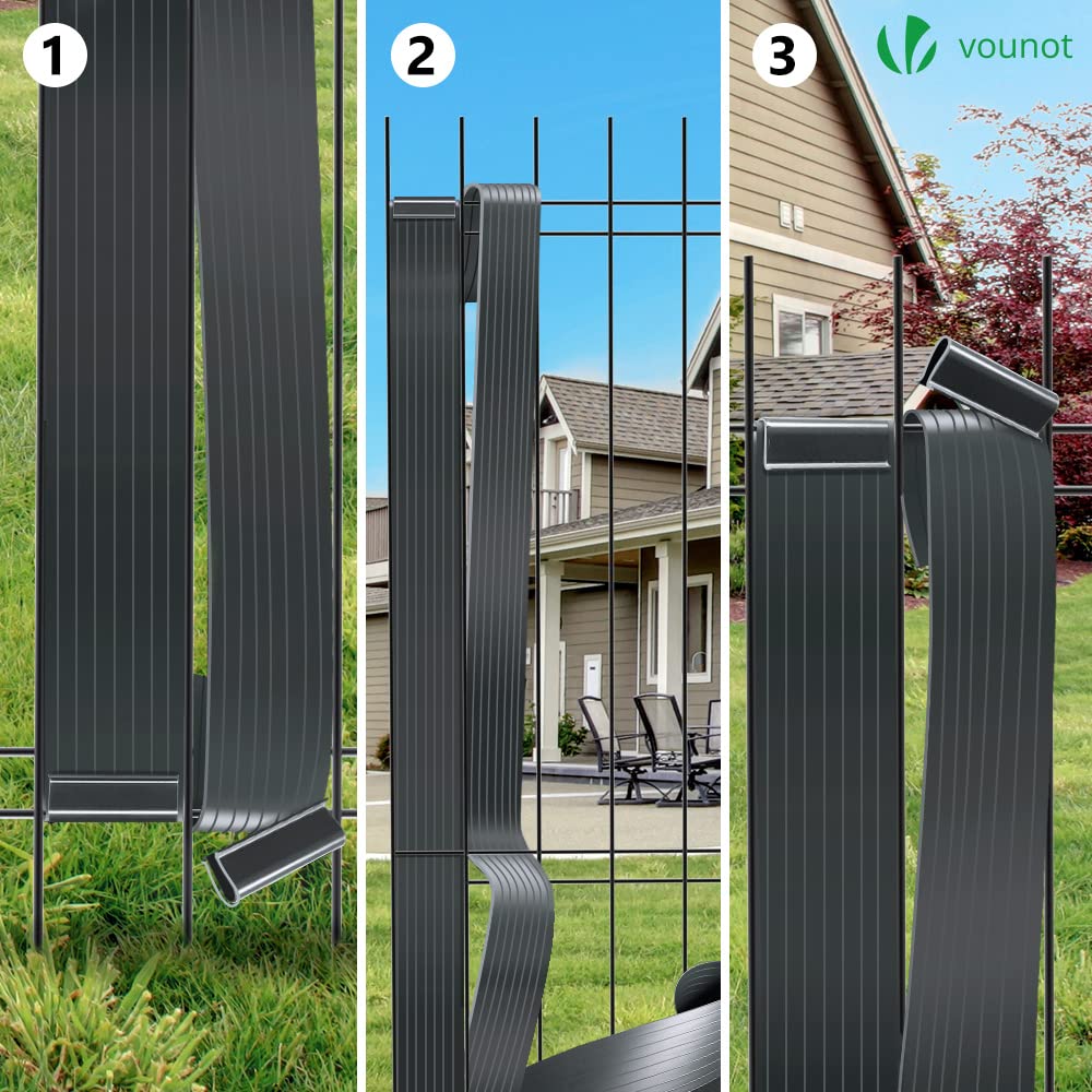 VOUNOT PVC Garden Privacy Fence Screen Strips - 150m x 4.7cm, Grey