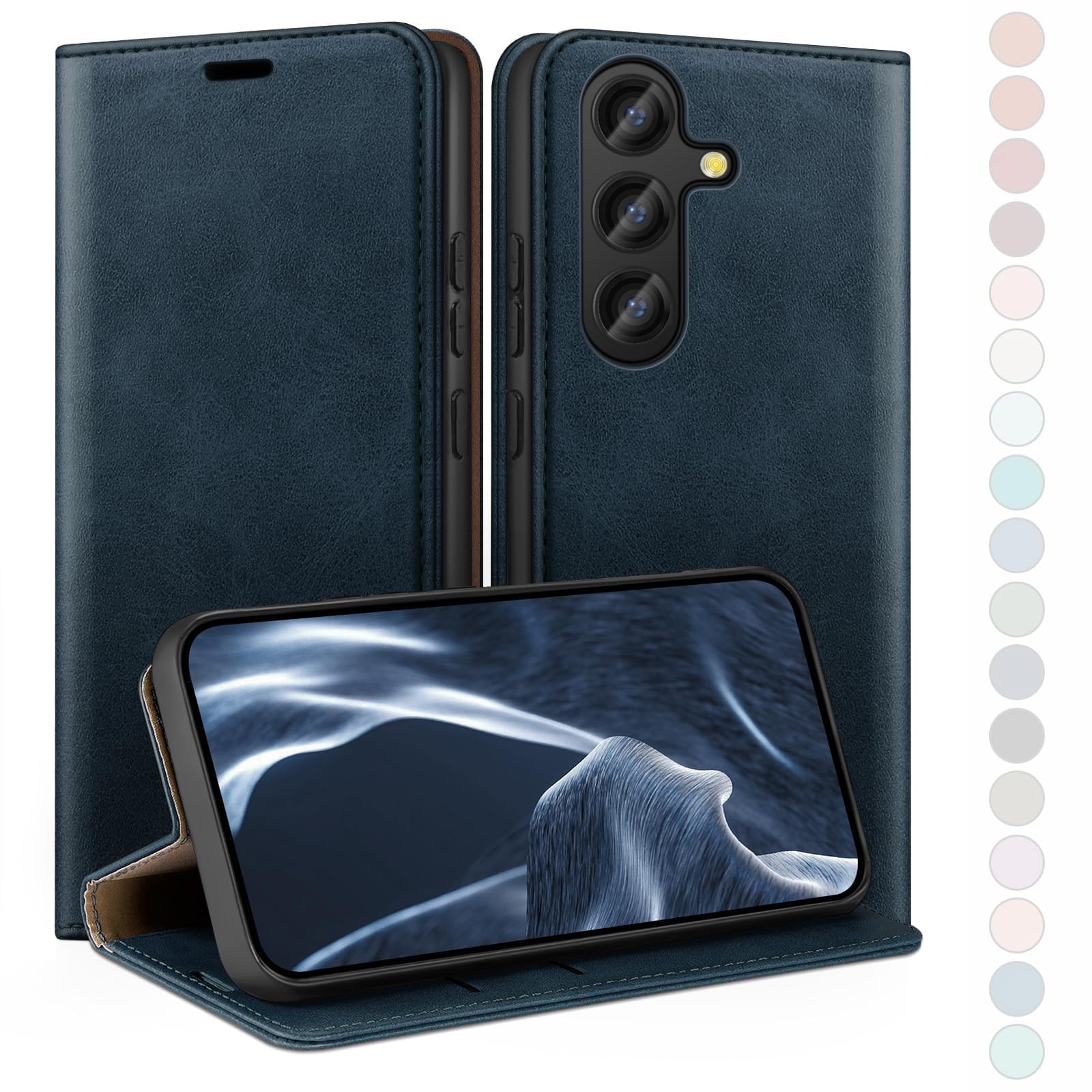 HUOUH Samsung Galaxy S25 Wallet Case – RFID Blocking Leather Folio