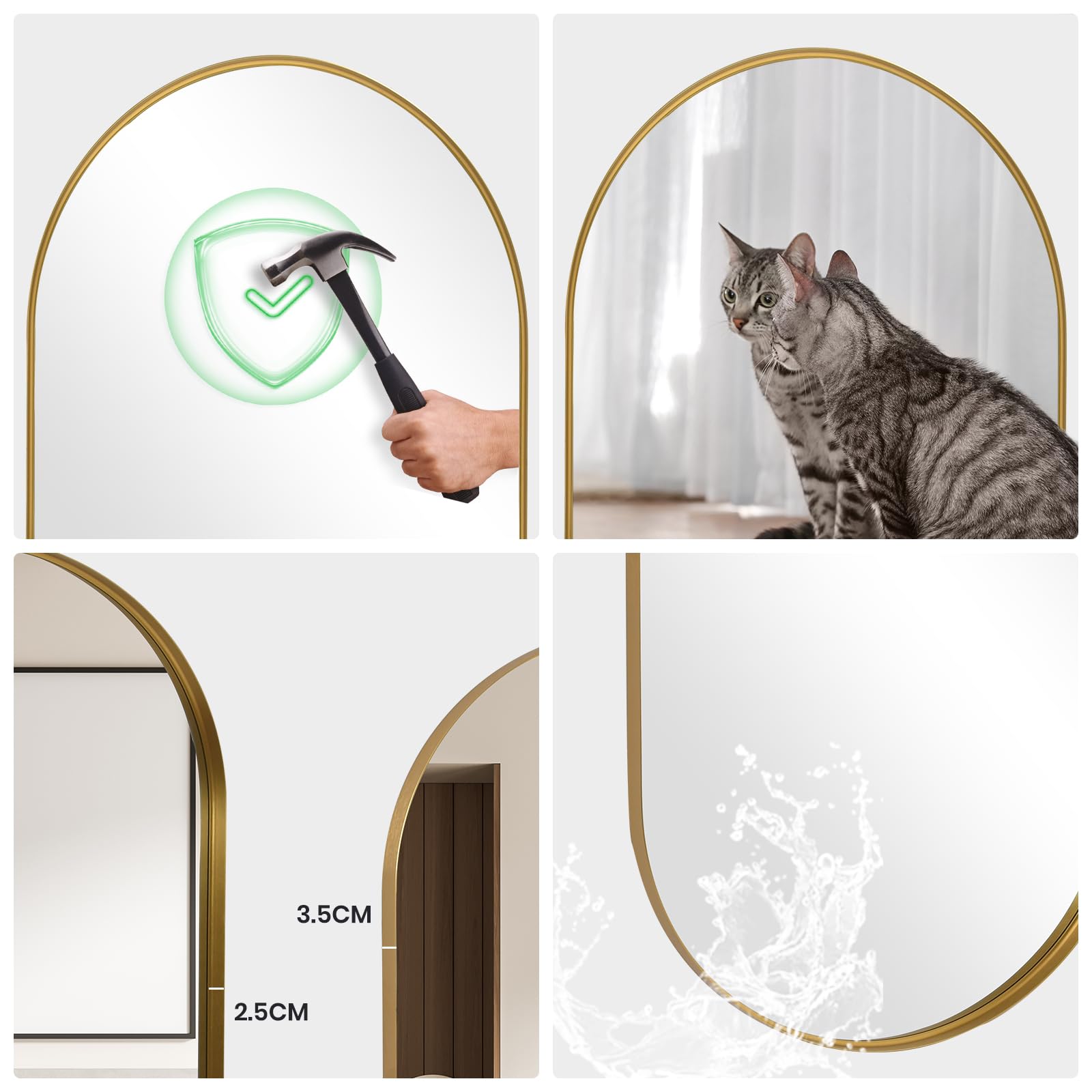 LunaMirror Oval Gold Wall Mirror – 60x90 CM Aluminum Vanity Mirror