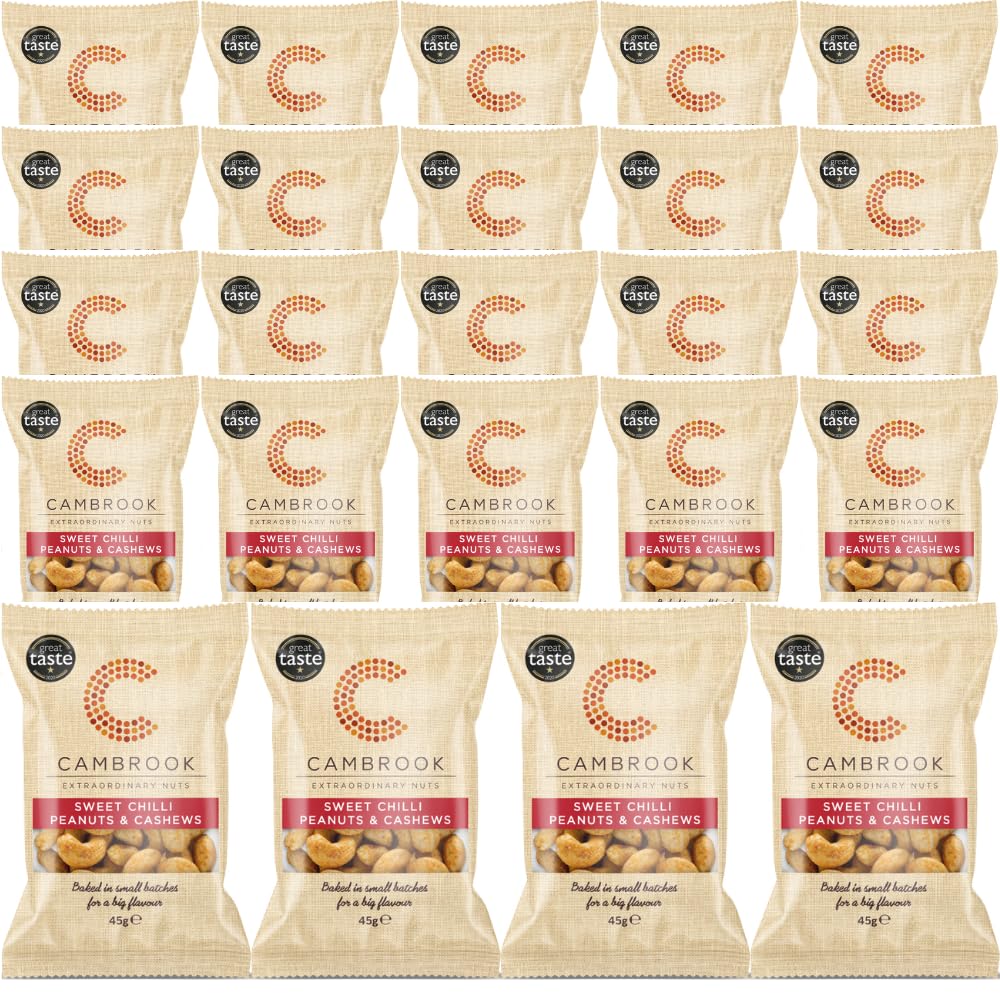 Cambrook Baked Sweet Chilli Peanuts & Cashews - 45g Bags (Pack of 24)