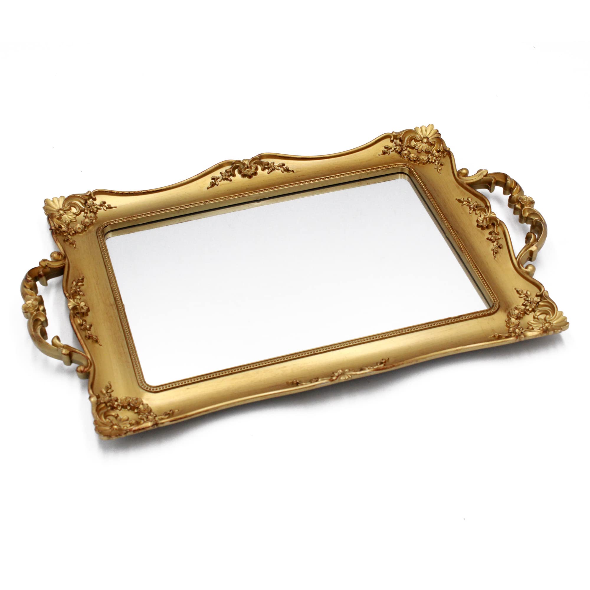 Tstarer Antique Gold Mirror Tray | Vintage Jewelry & Vanity Organizer
