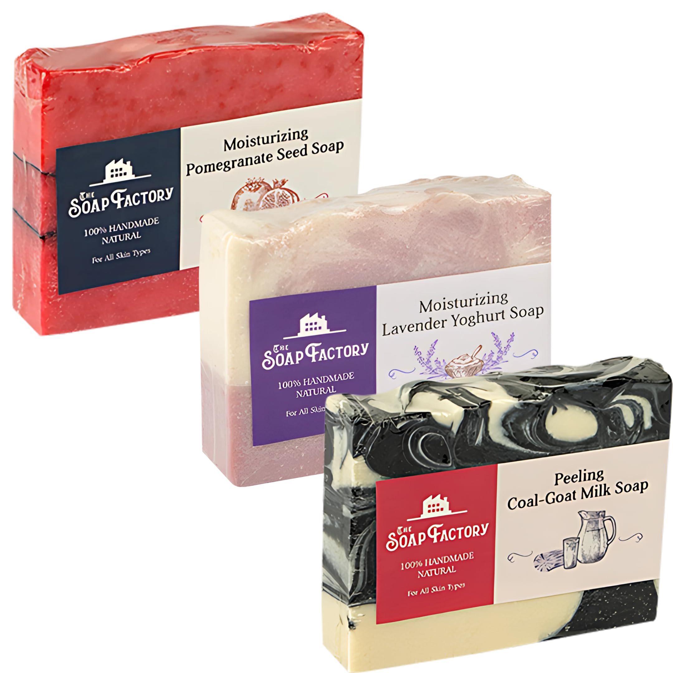 Natural Handmade Soap Gift Set - Charcoal & Goat Milk 3 Pack