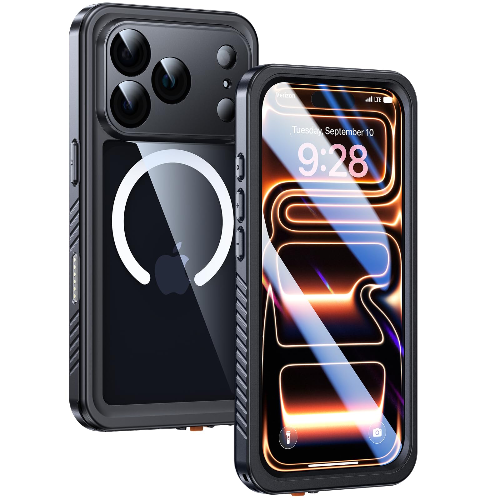 Lanhiem iPhone 17 Pro Max Case | IP68 Waterproof MagSafe Cover - Black