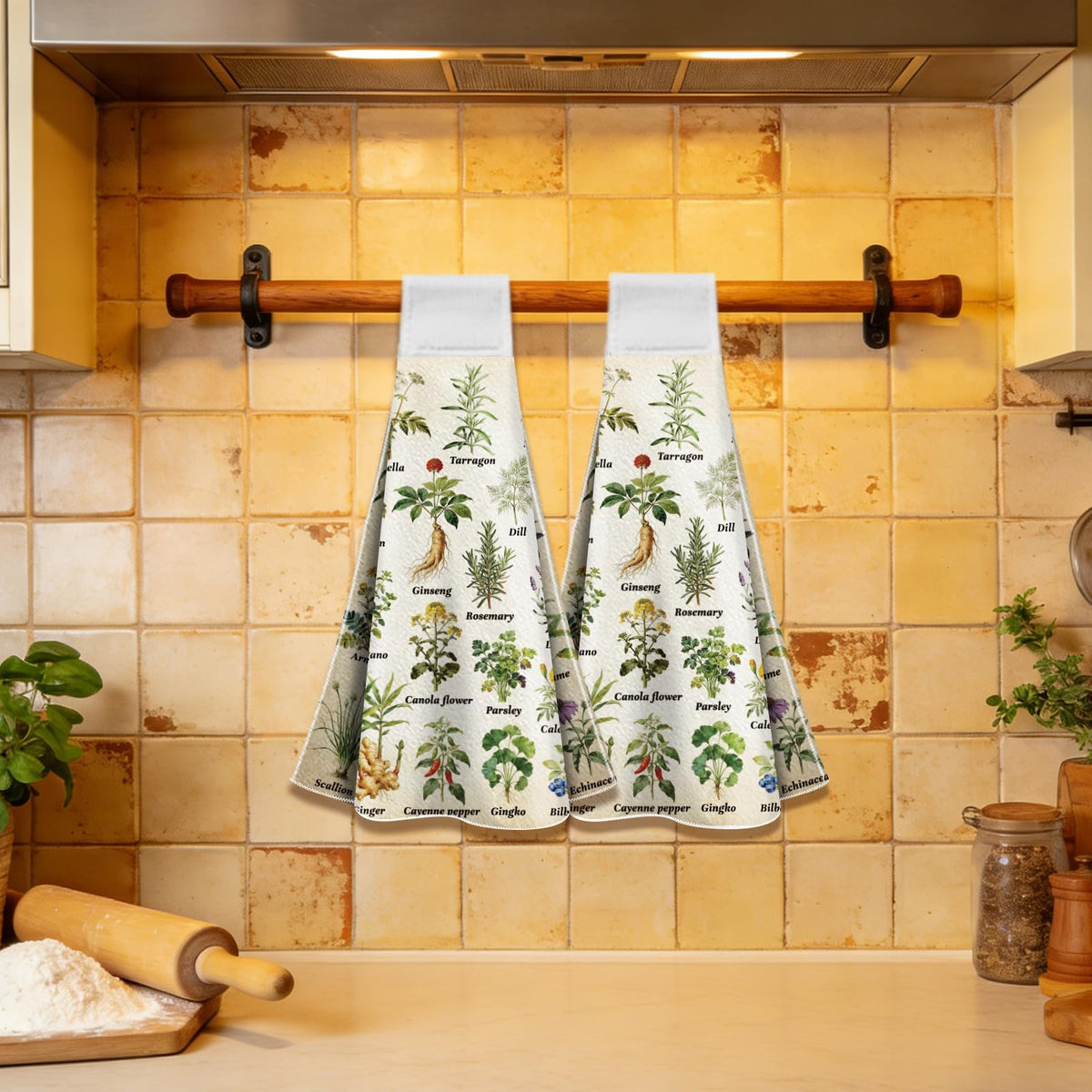 CUTHOLLOW 2 Pcs Herb and Vegetable Hanging Kitchen Towels with Loop - image 5