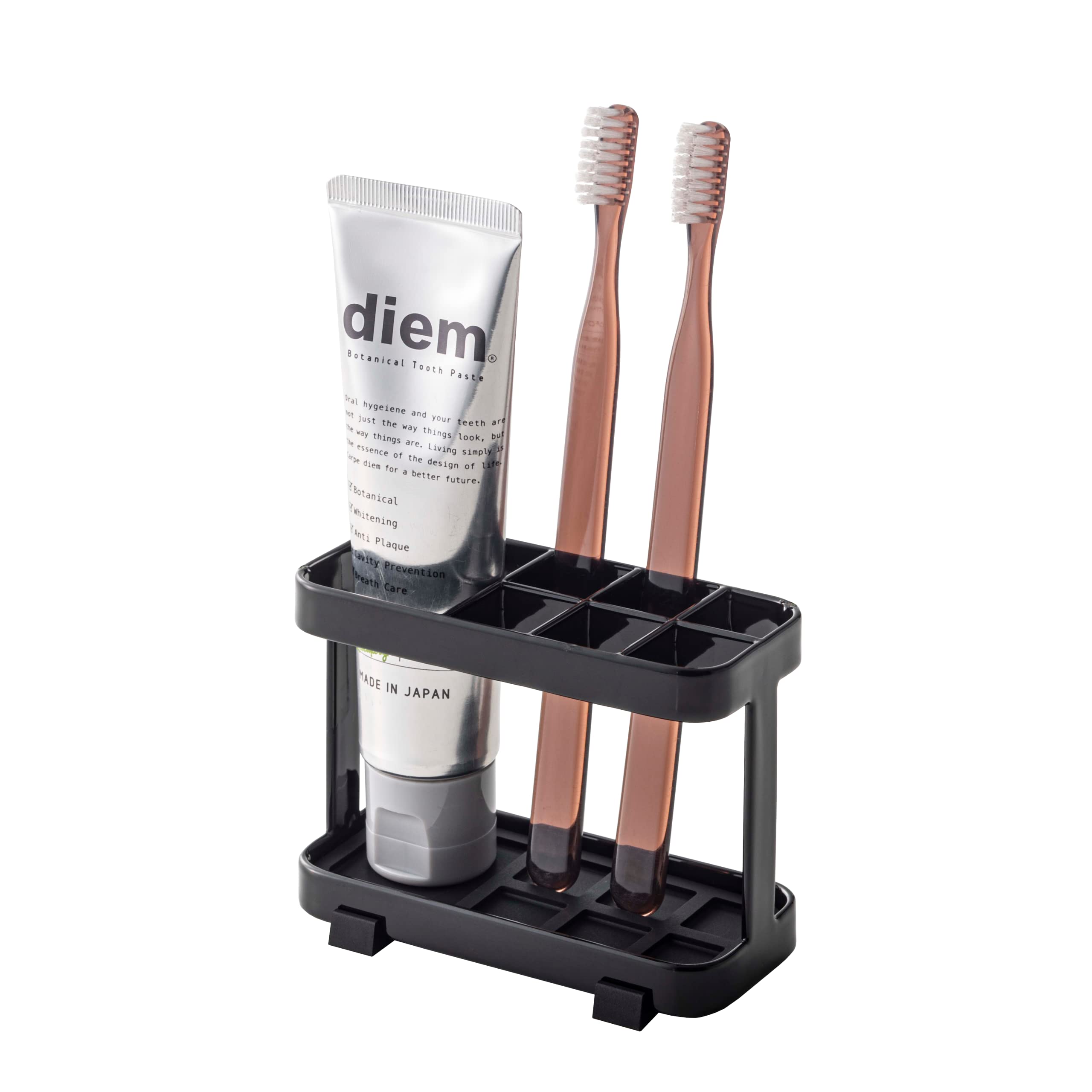 Yamazaki Tower Toothbrush Stand – Minimalist Bathroom Organizer, Black