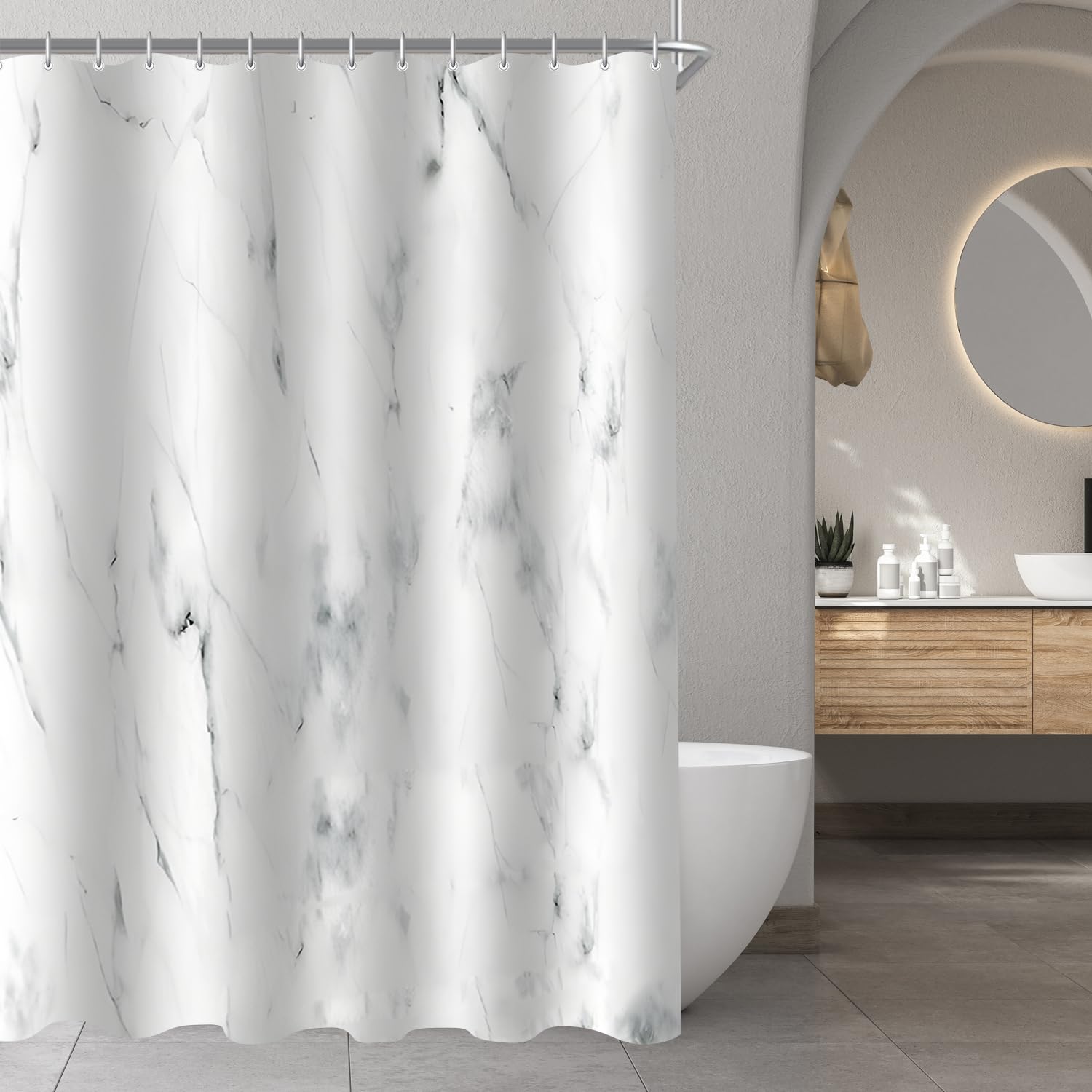 Marble Shower Curtain – 100x180cm Anti-Mould Weighted Hem