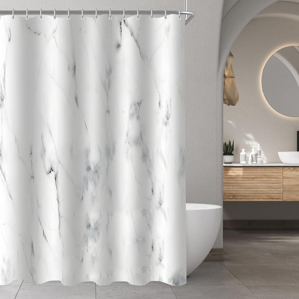 Lerores Shower Curtain, 120 x 200 cm, Marble, Weighted Hem, Anti-Mould Textile, Waterproof - image 1