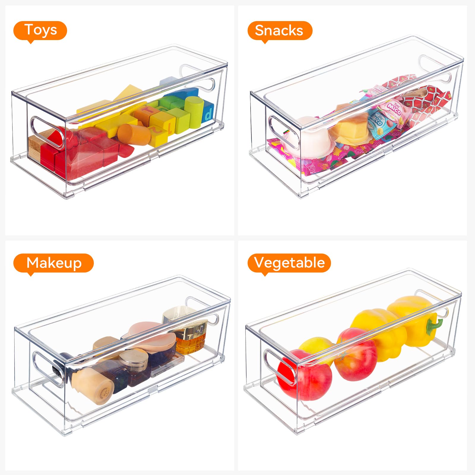 Abiudeng Stackable Fridge Organizer Set | 2-Piece Clear Storage Bins