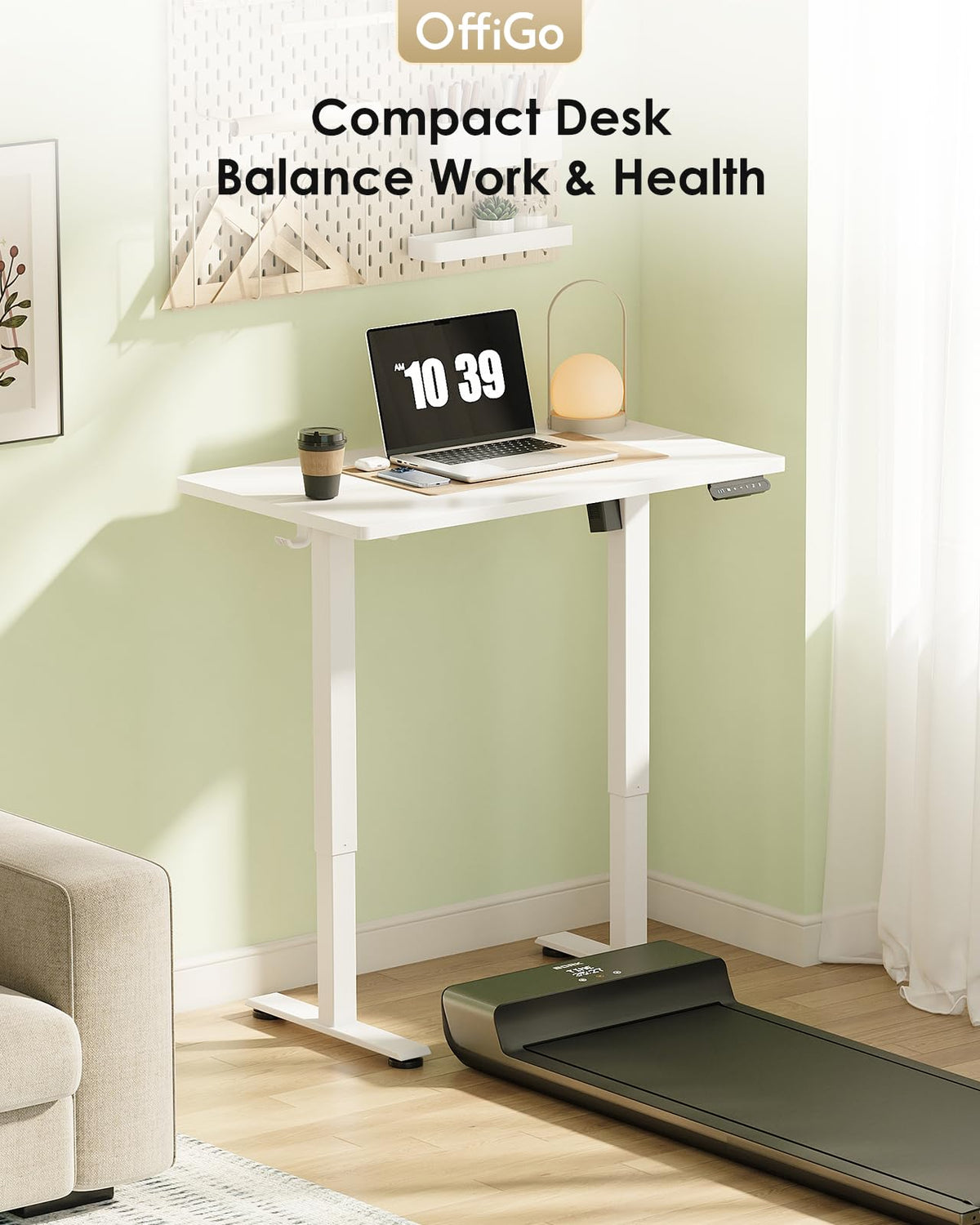 OffiGo Standing Desk, Small Height Adjustable Desk with 3 Memory Heights - image 3