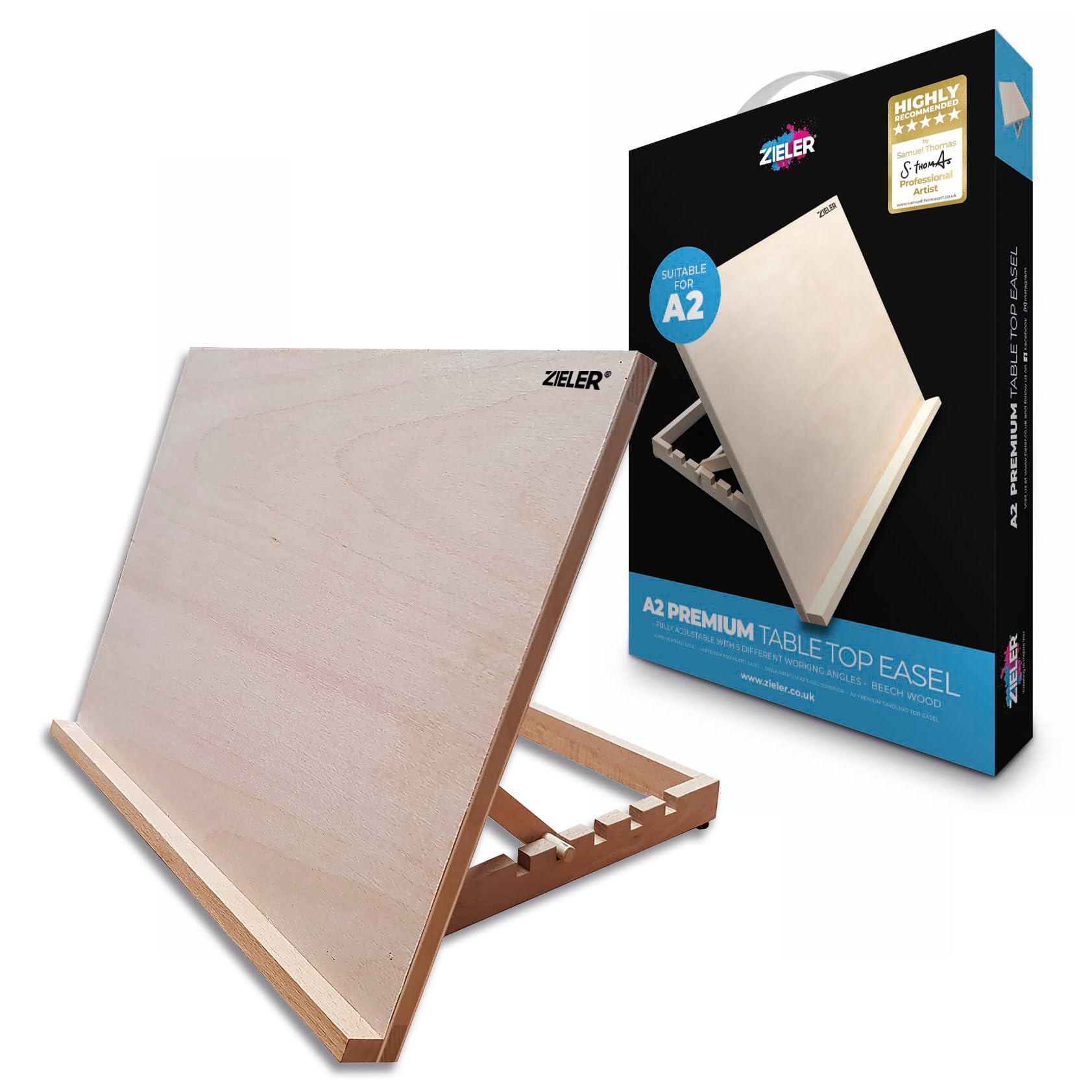 Zieler A2 Adjustable Beech Wood Table Top Art Easel & Drawing Board