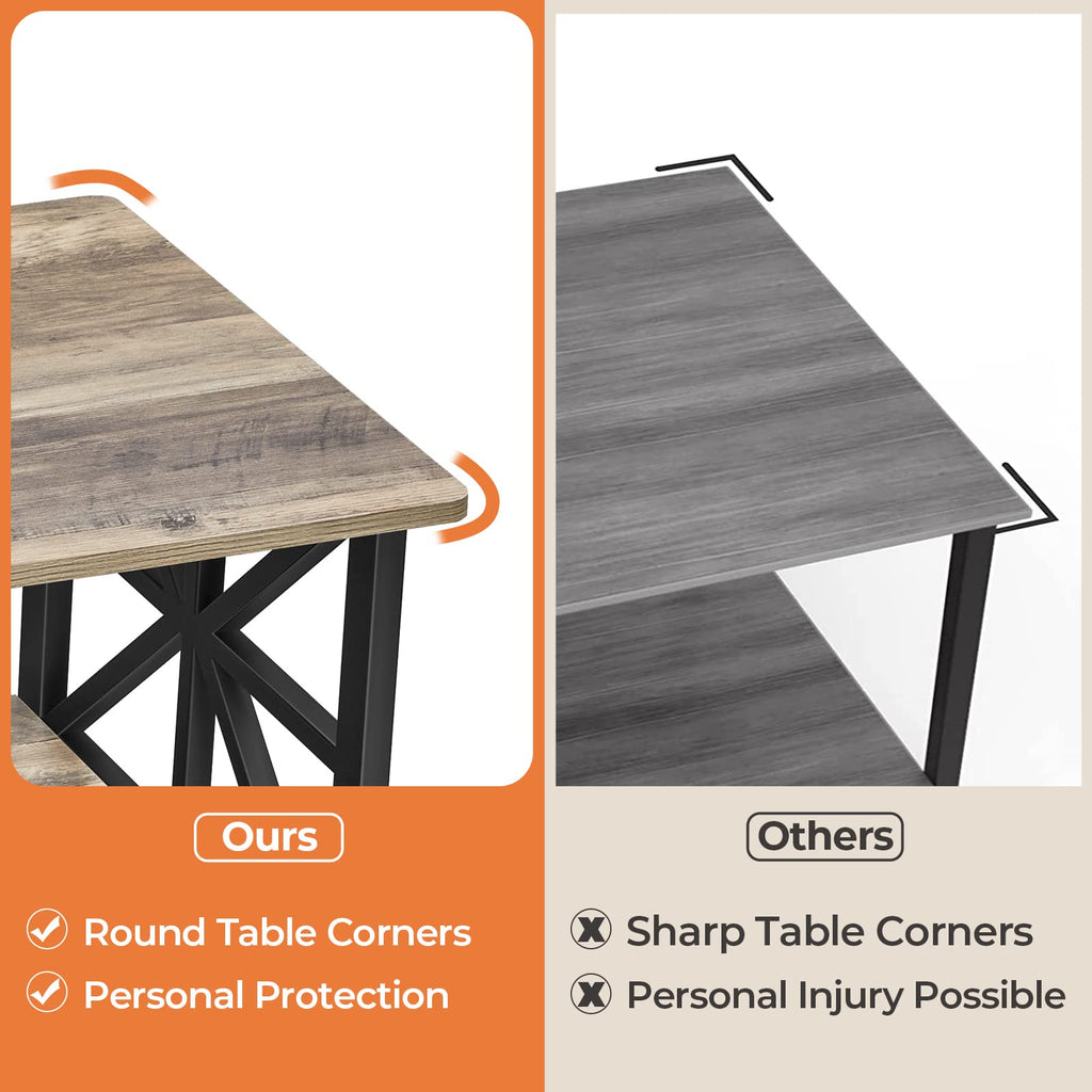 GreenForest 100cm Coffee Table – 2-Tier Storage X-Frame Center Table