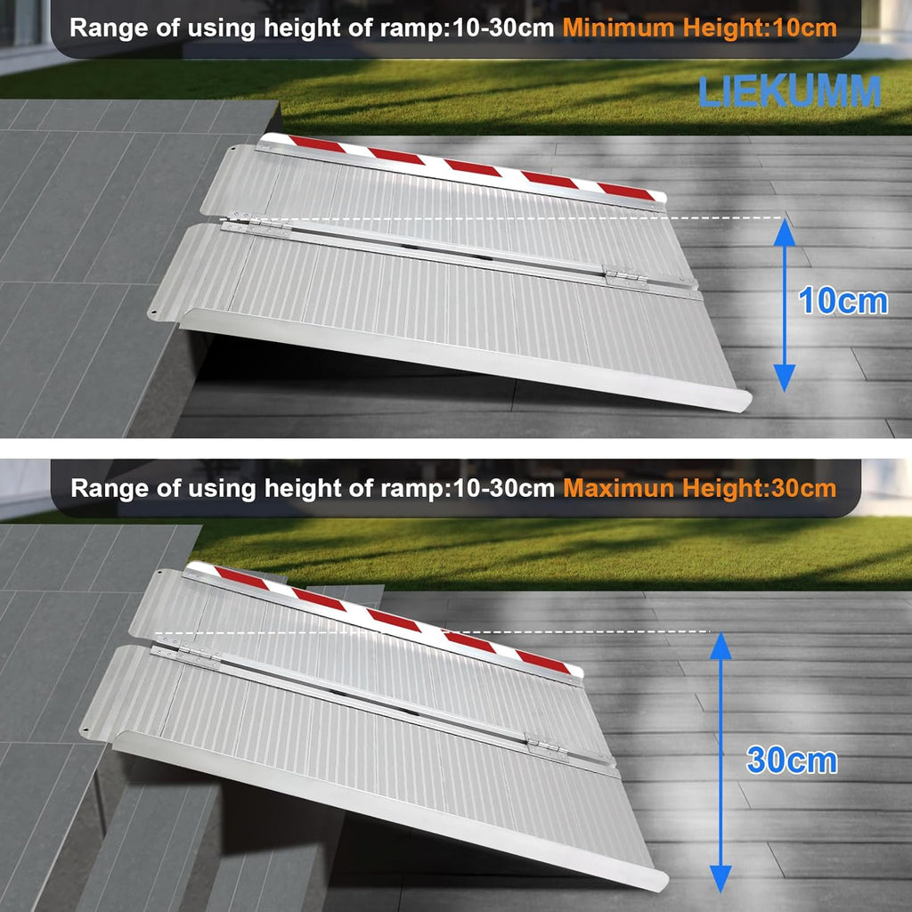 LIEKUMM 121cm Folding Wheelchair Ramp | 300kg Portable Aluminium