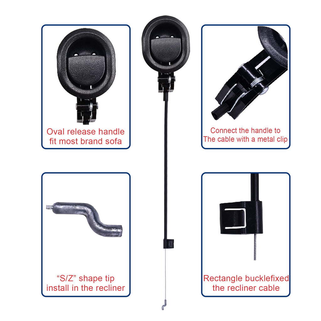 Fromann Recliner Sofa Release Pull Handle Buckle Replacement with Cable - image 3