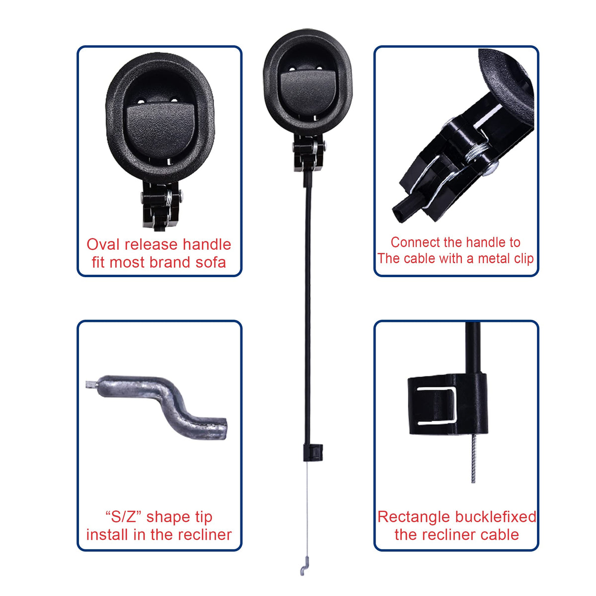 Fromann Recliner Sofa Release Pull Handle Buckle Replacement with Cable - image 3