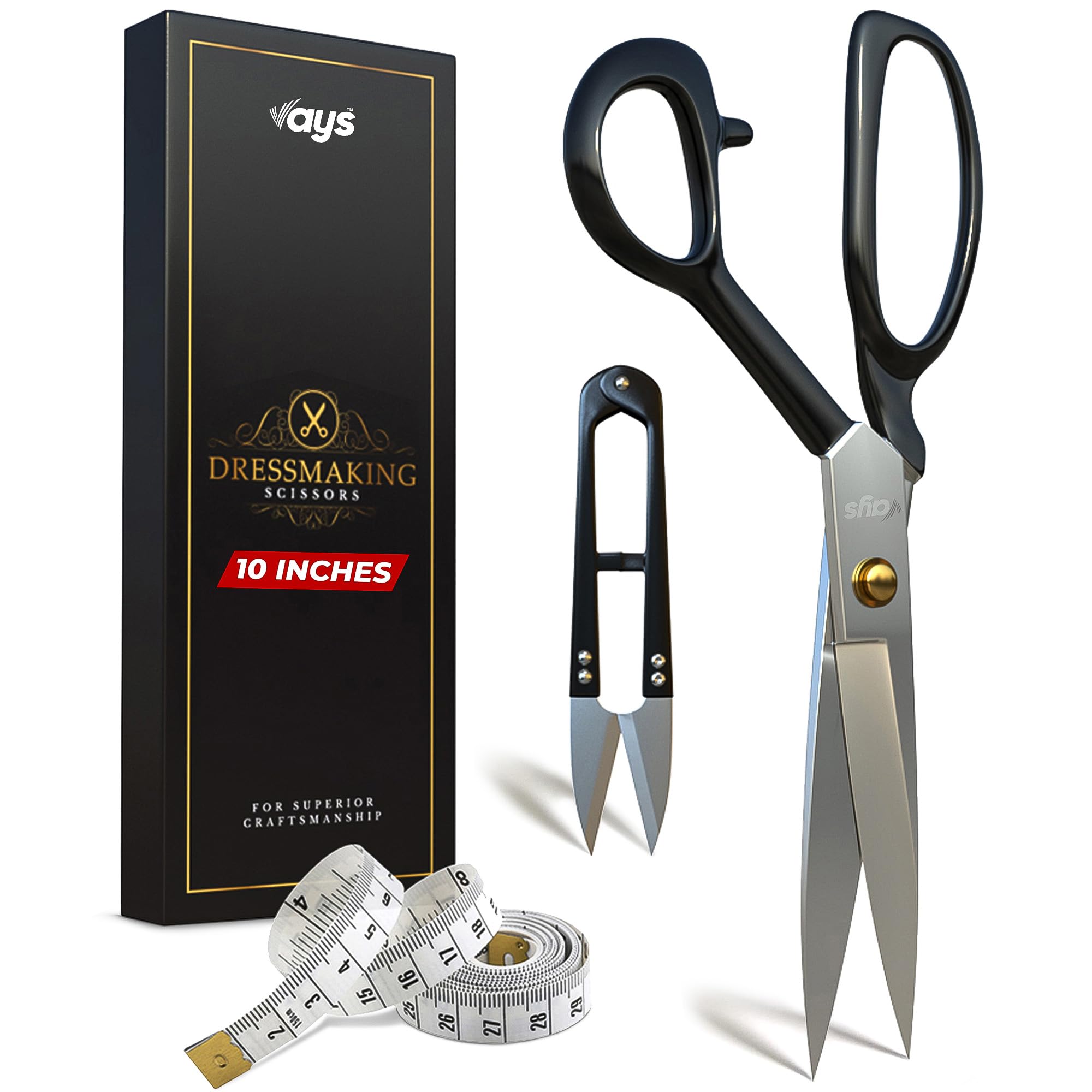VAYS 10-Inch Dressmaking Scissors | Heavy-Duty Sewing & Tailoring Shears