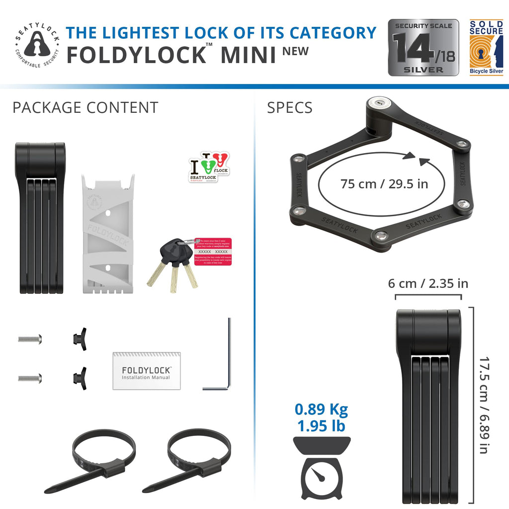 FoldyLock Mini Folding Bike Lock – Lightweight Heavy Duty Anti-Theft Guard