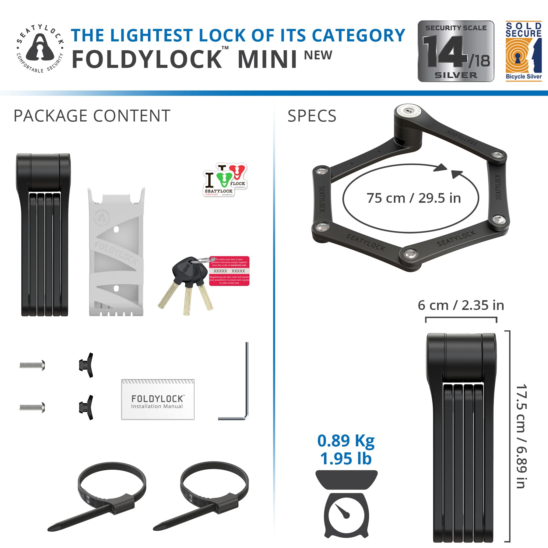 FoldyLock Mini Folding Bike Lock – Lightweight Heavy Duty Anti-Theft Guard