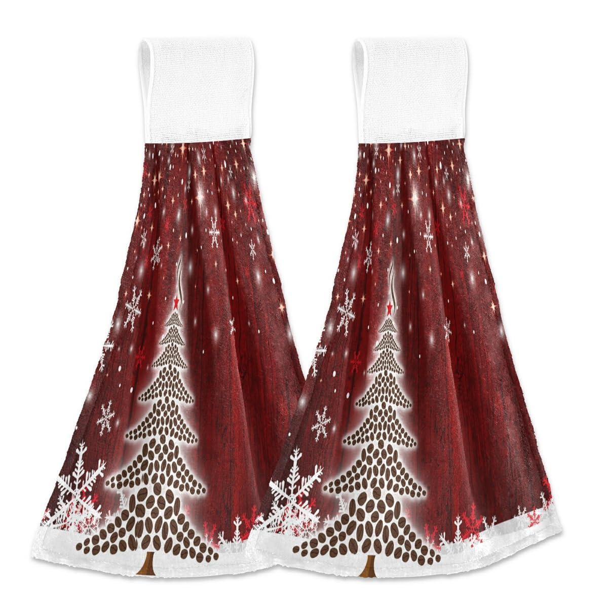 Mnsruu Christmas Tree Hanging Kitchen Towels – 2pc Soft Coral Velvet