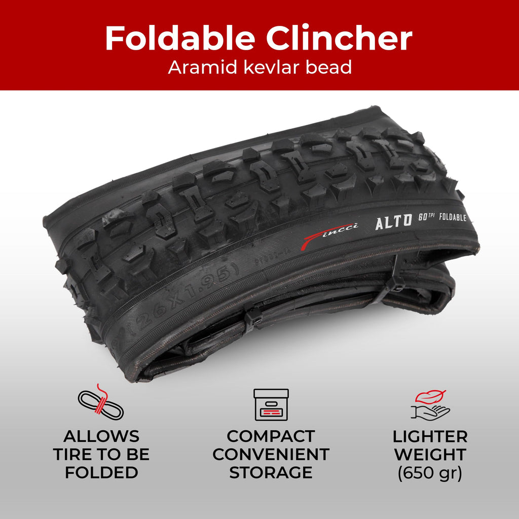 Fincci Pair 26 x 1.95 MTB Bike Tyres | Foldable 60 TPI Nylon Tires
