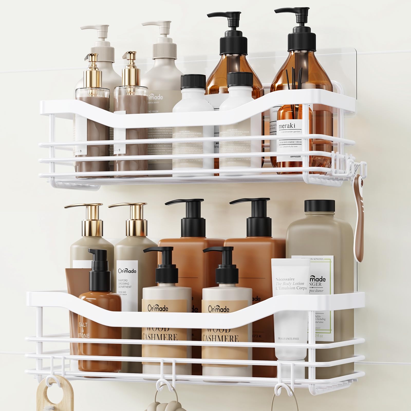 Orimade Shower Caddy – 2 Pack Rustproof Stainless Steel Adhesive Shelf
