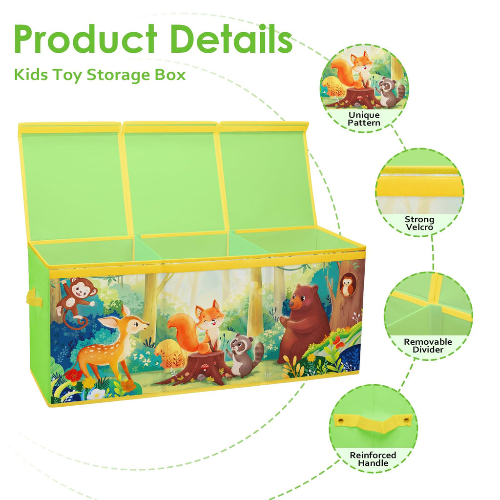 Decalsweet Extra Large Foldable Toy Storage Box with Lid – Forest Animal