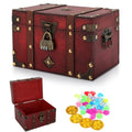 CSPone Wooden Pirate Treasure Chest with Password Lock – Retro Storage Box