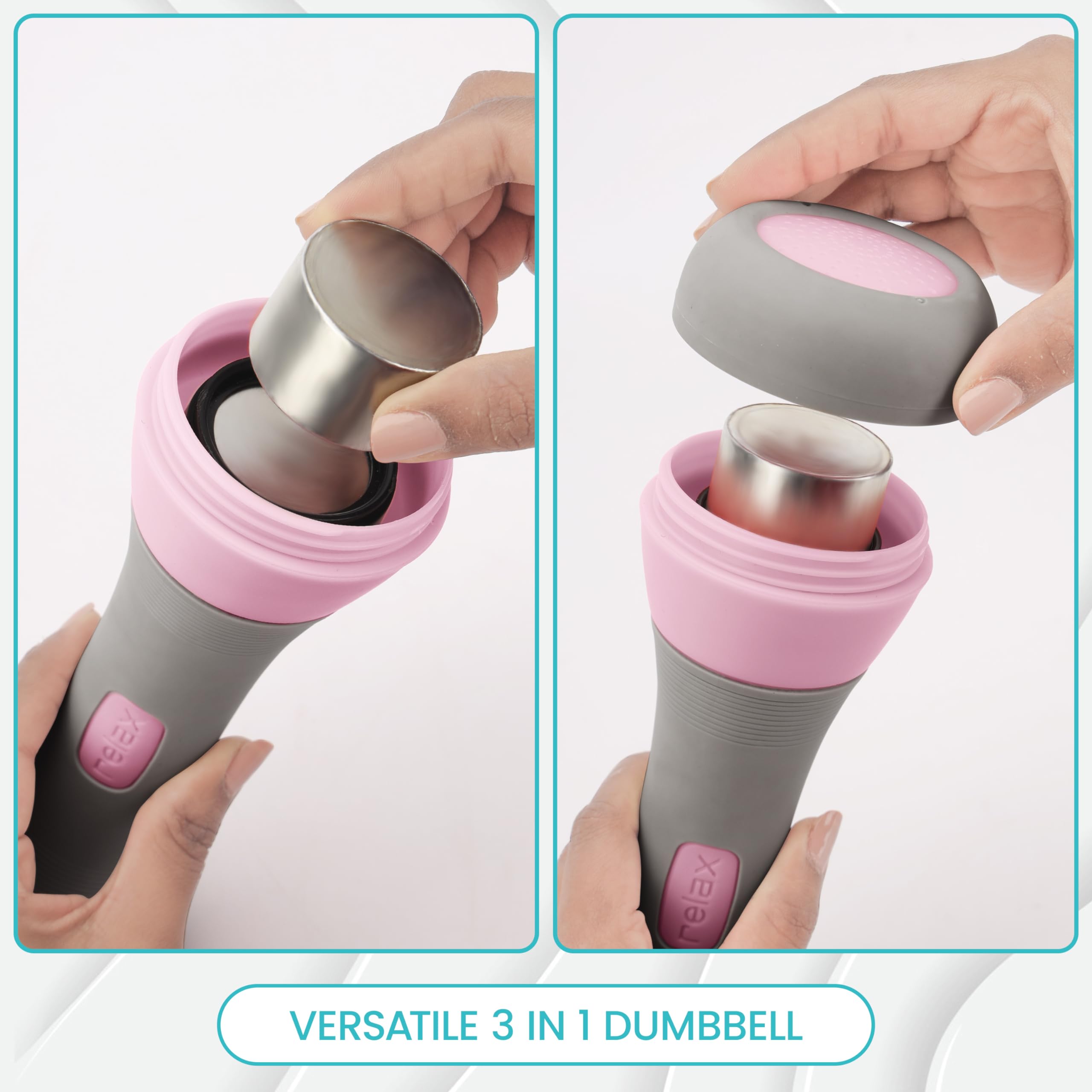 Belle Vous Adjustable Dumbbells 2 Pack | 1-2kg Non-Slip 3-in-1 Weight Set