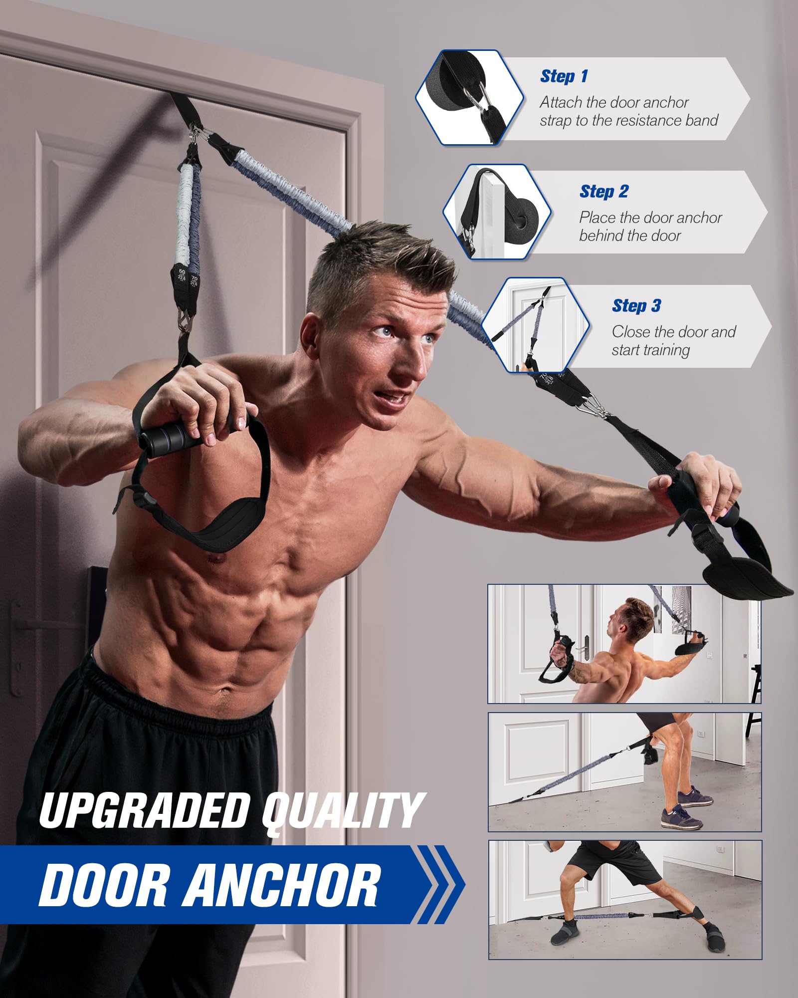 ALongSong Resistance Bands Set with Pilates Bar | 50-360Lbs Latex