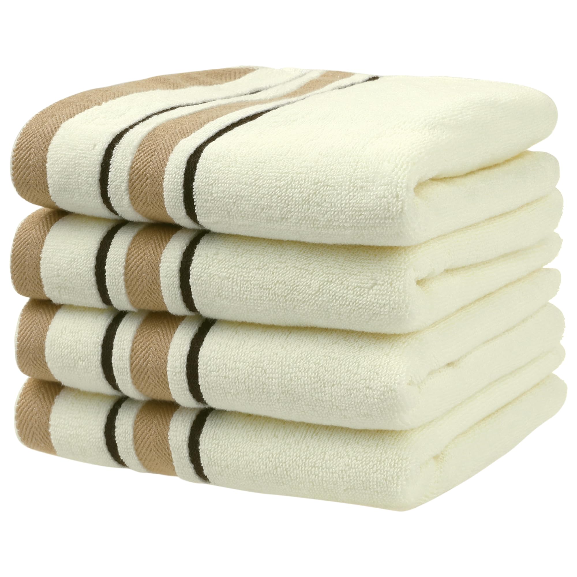 100% Cotton Hand Towels – Soft Absorbent Beige Set of 4