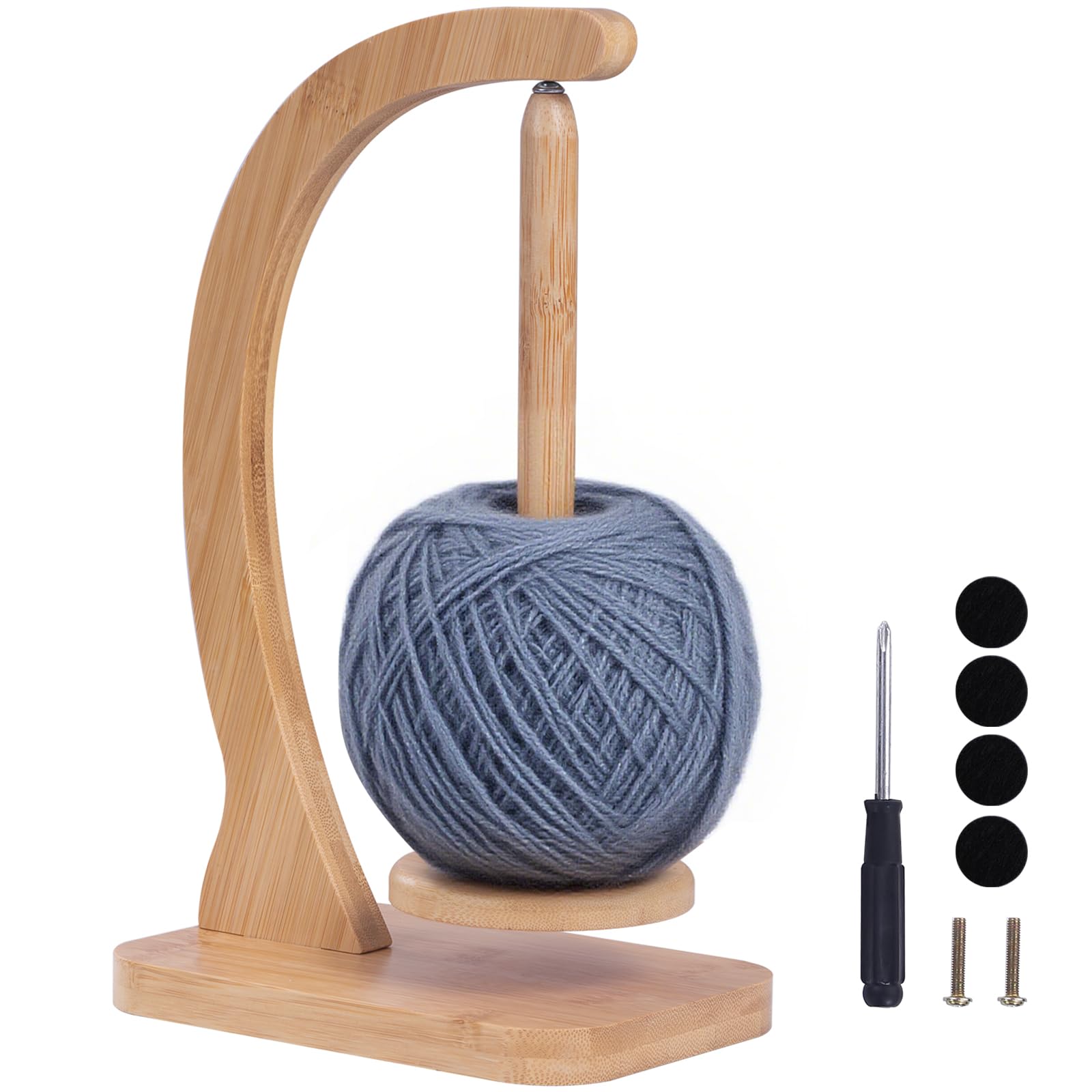 Bamboo Magnetic Yarn Holder – Heavy Duty Rotating Dispenser