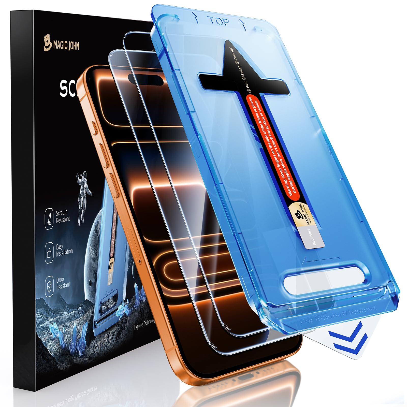Magic John iPhone 17 Pro Max Tempered Glass Screen Protector – 2 Pack