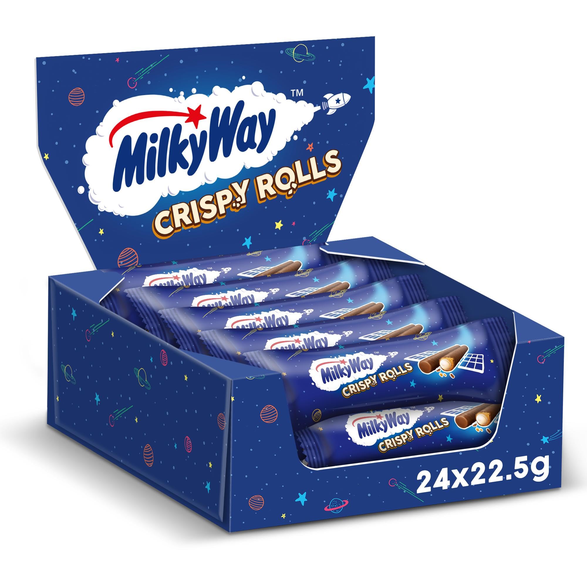 Milky Way Crispy Rolls Milk Chocolate Biscuit Snack Bars - 24 x 22.5g