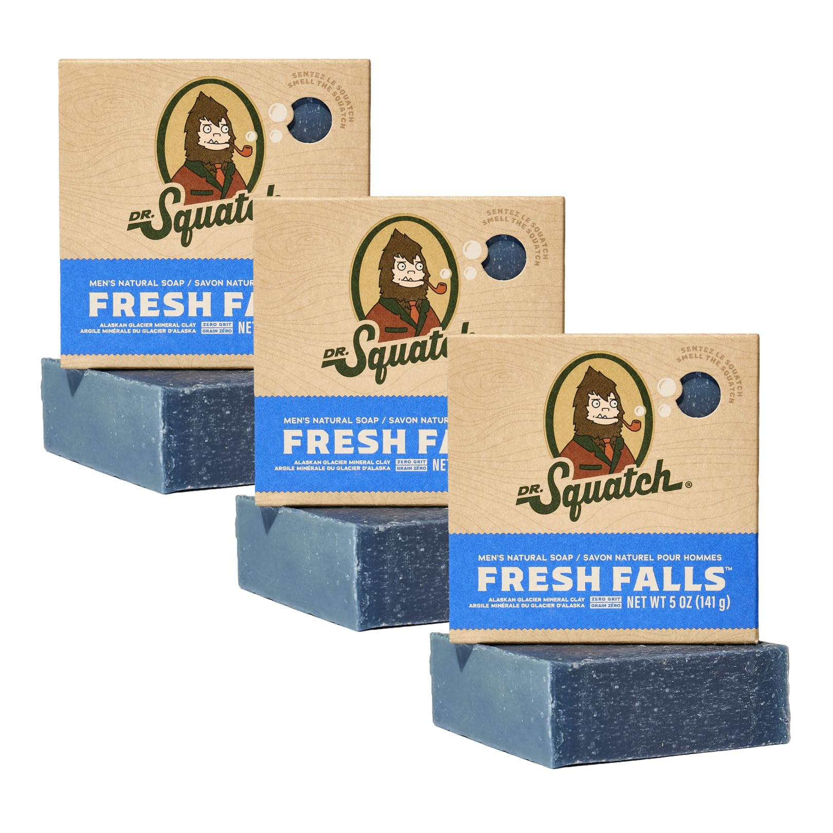 Dr. Squatch Natural Men's Bar Soap, Fresh Falls – 3 Pack Cold Process