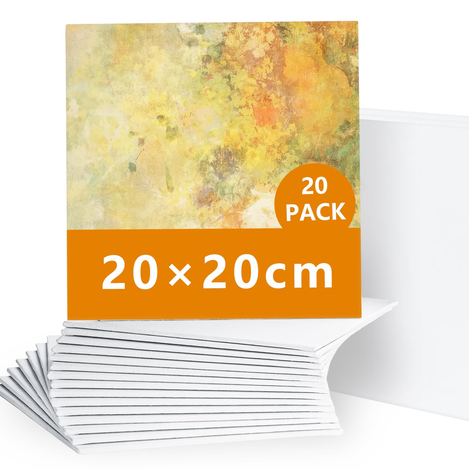 20-Pack Canvas Panels | 8x8 Inch Acid-Free Cotton Art Boards