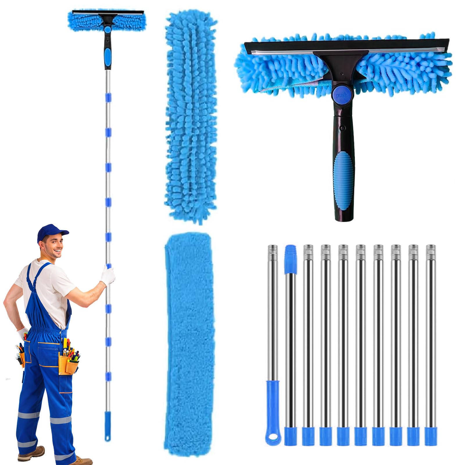 4.5M Window Squeegee Cleaner Kit with Extendable Long Pole